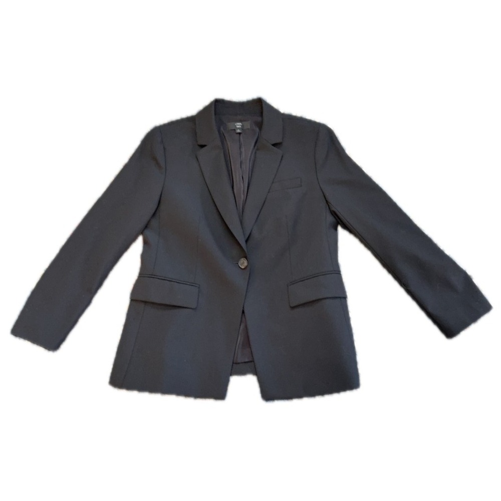 J CREW 365 Blazer Womens Size 10 Black One Button Pockets Career Minimalist